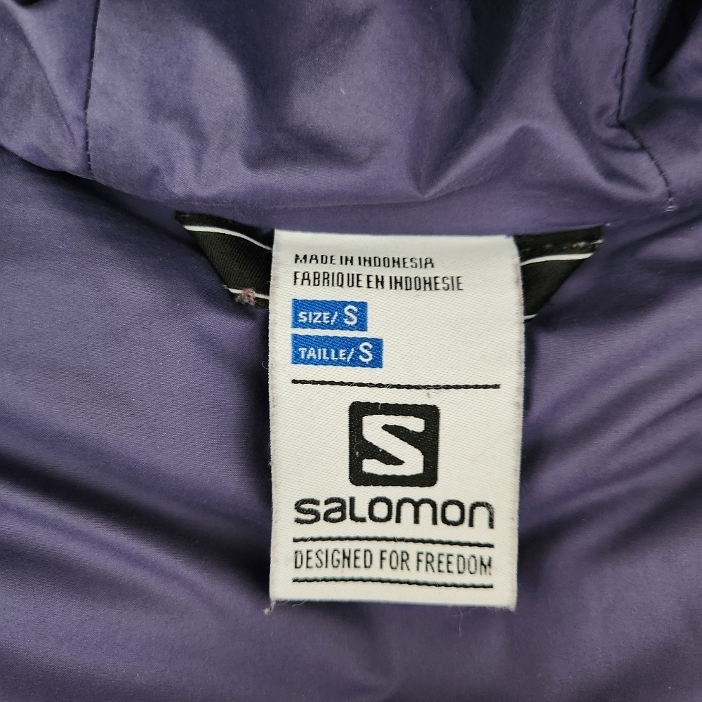 SALOMON Women's Coteaux Long down parka puffer hooded Jacket dark grey small - Picture 10 of 16